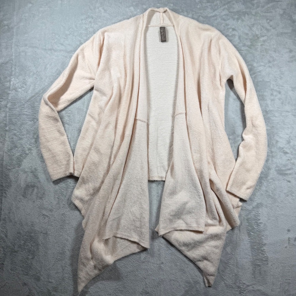 Barefoot Dreams CozyChic Lite Waterfall Cardigan Pink Blush Wrap Sweater L/XL